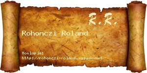 Rohonczi Roland névjegykártya